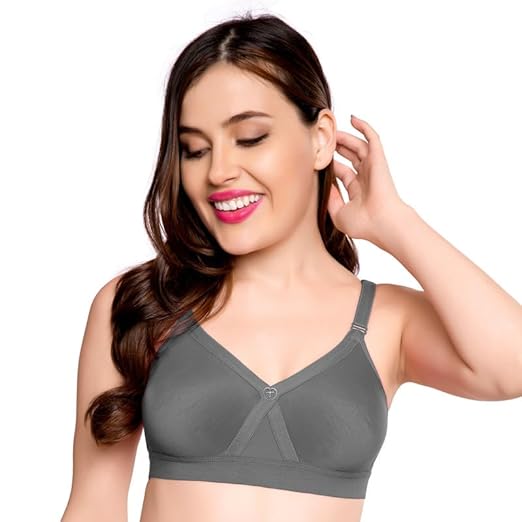 TRYLO Women's Cotton Wire-Free Casual Full Coverage Molded Bra